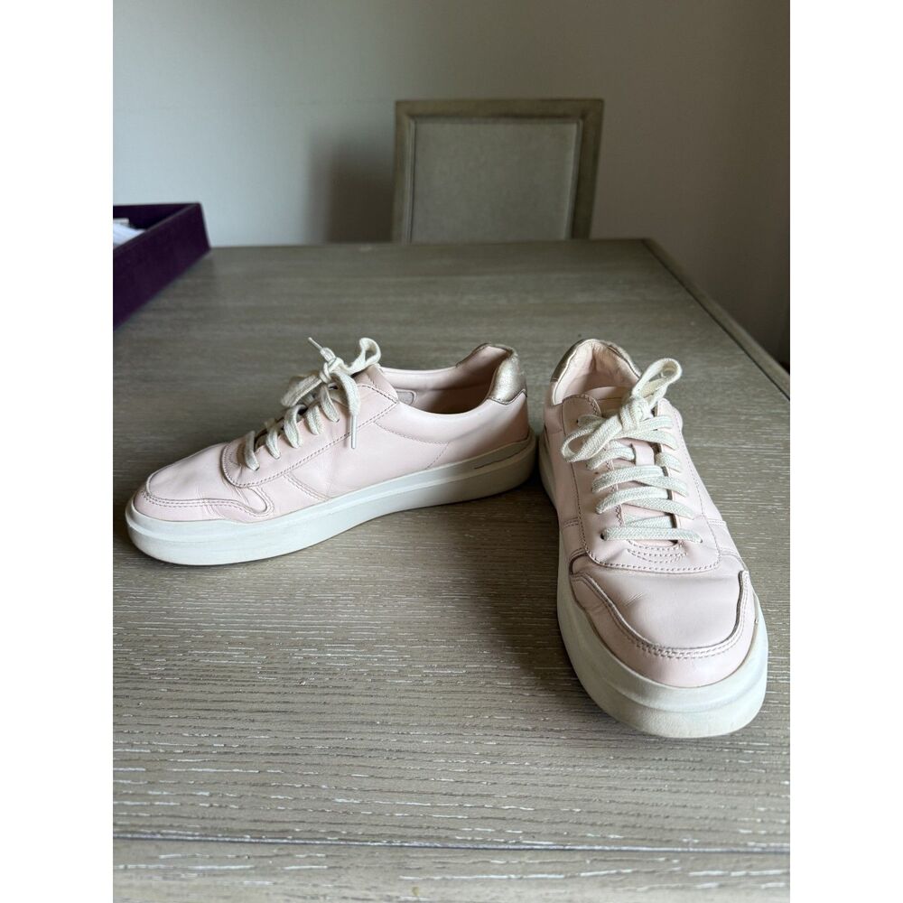 Cole Haan GrandPrø Blush Pink Leather Sneakers Gold Detail Size 8.5 B